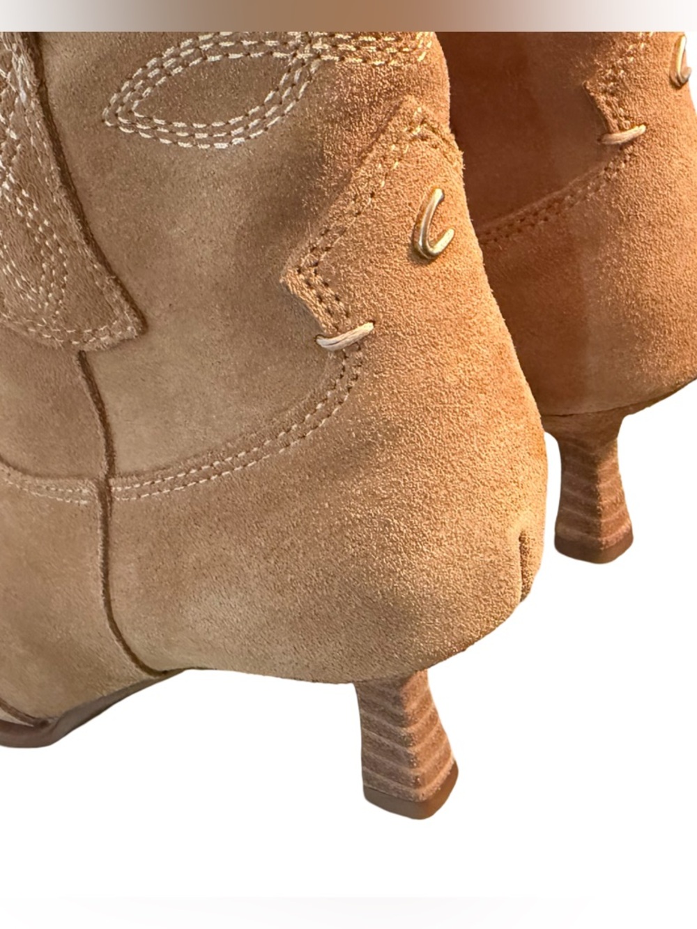 Sam Edelman NWT Sz 6 Tan Suede Pointed-Toe Kitten Heel Western Ankle Boots SH340 - Picture 4 of 11